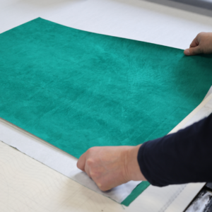 Rectangle suédine aspect daim verte