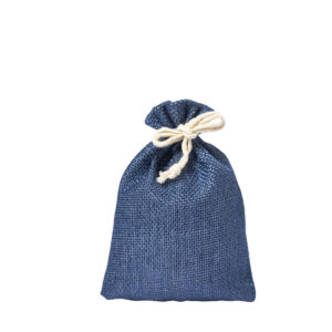 Pochon en polyester bleu et cordon coton
